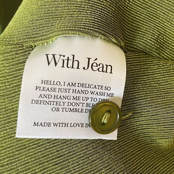 With Jean Andy Mini Green Shirt Dress Long Sleeve Size XS - Picture 14 of 15